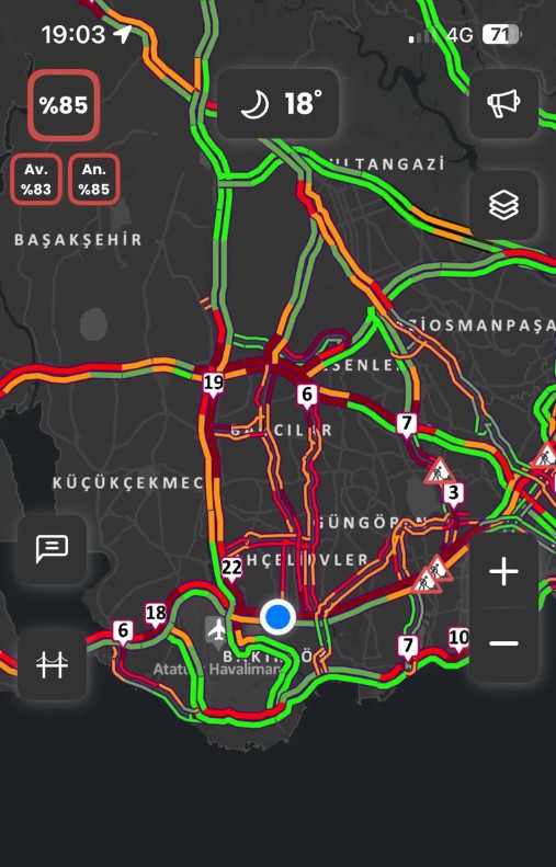 İstanbul’da trafik yoğunluğu yüzde 83’e ulaştı!
